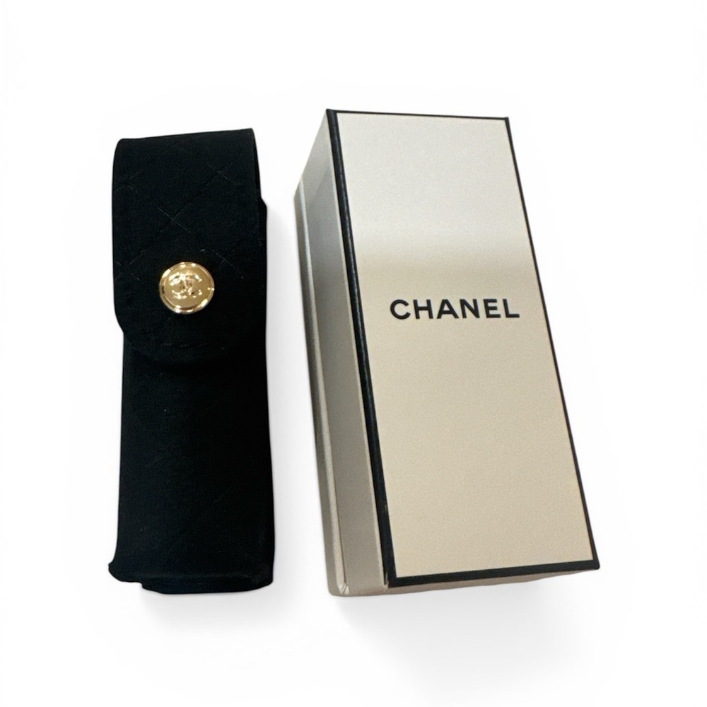 CHANEL Black Quilted Lipstick Pouch and Chanel Box - NO LIPSTICK